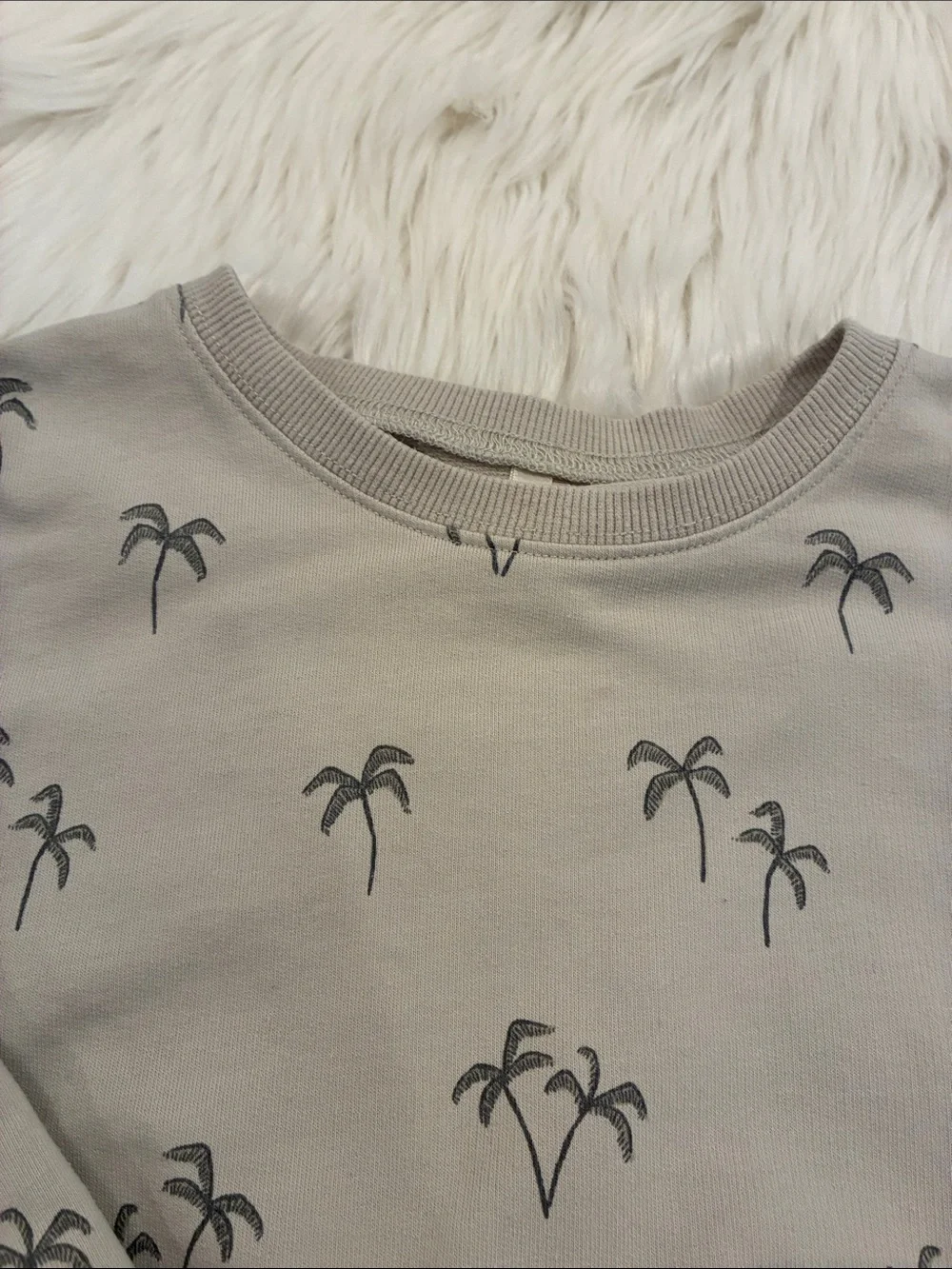 Rylee + Cru Gray Palm-Print Sweatpants & Sweatshirt Set